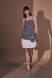 Striped Grey Cotton Women's Office Dress