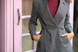 Grey Double Breasted Check Blazer dress