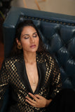 Black and Gold Women's Gingham sequin blazer