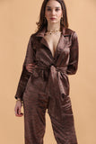 Women's Satin Brown with Belt Blazer