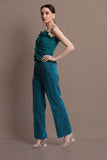 Green Elasticated Women's Office Wear Pants