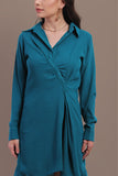 Elegant Formal Women's Blue Shirt Dress