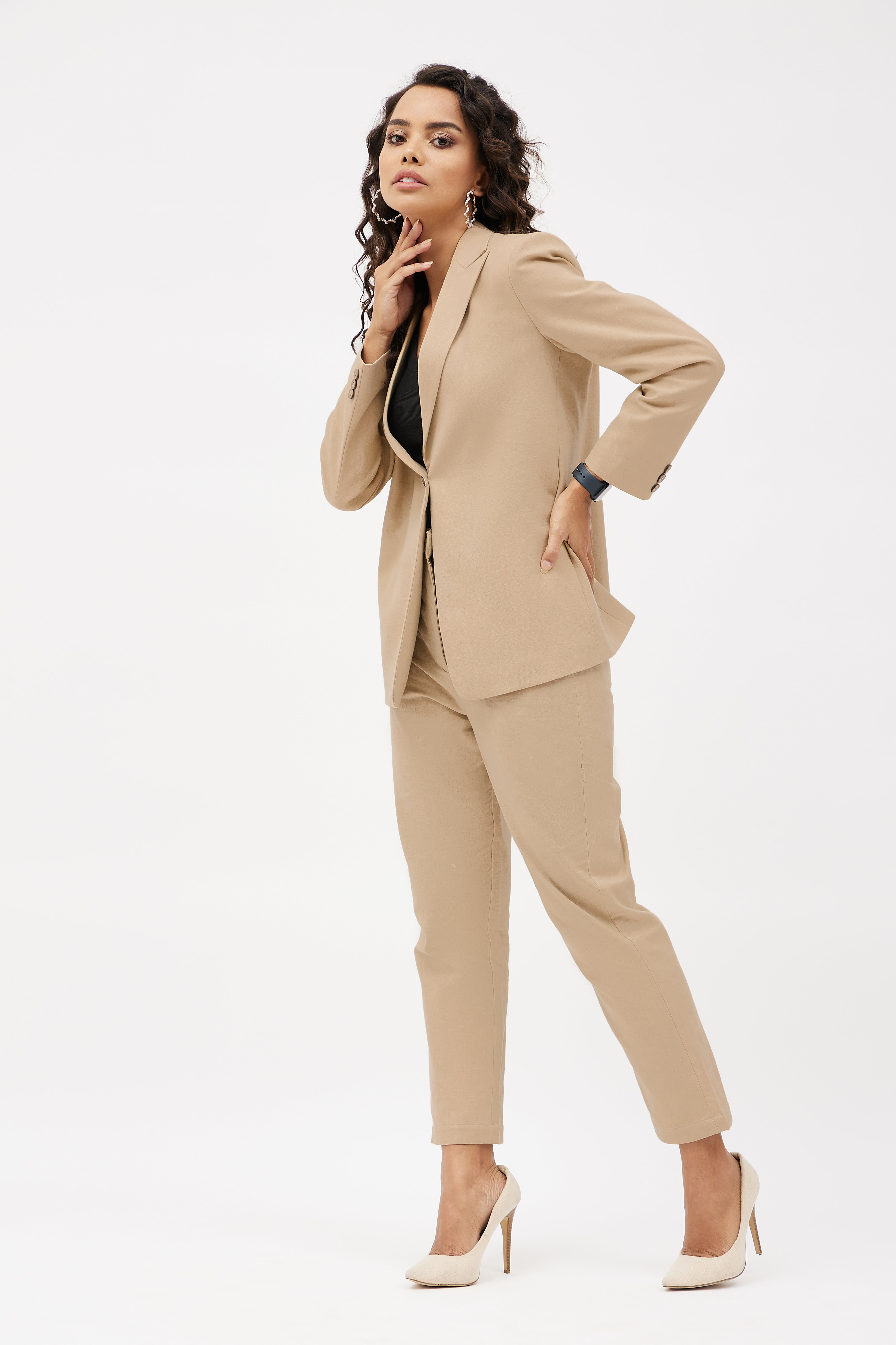 Spring Autumn Office Ladies Suit Beige Elegant Blazer Women Loose  DoubleBreasted Straight Suit Trousers TwoPiece Suit Color  CreamColored  Blazer Size  XL  Amazonca Clothing Shoes  Accessories