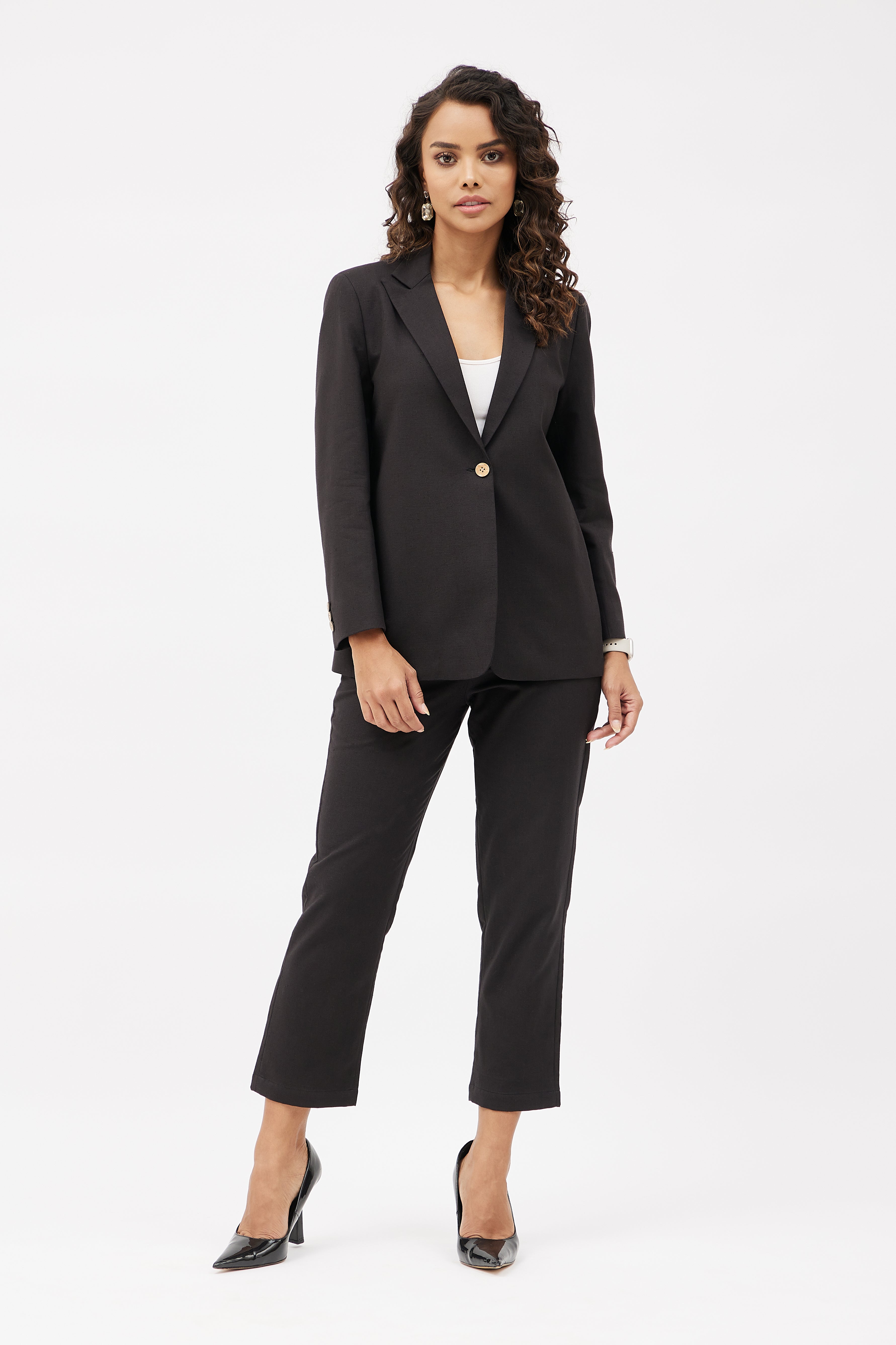 Buy Black Blazer And Wide Legged Trousers Coord Online  FableStreet