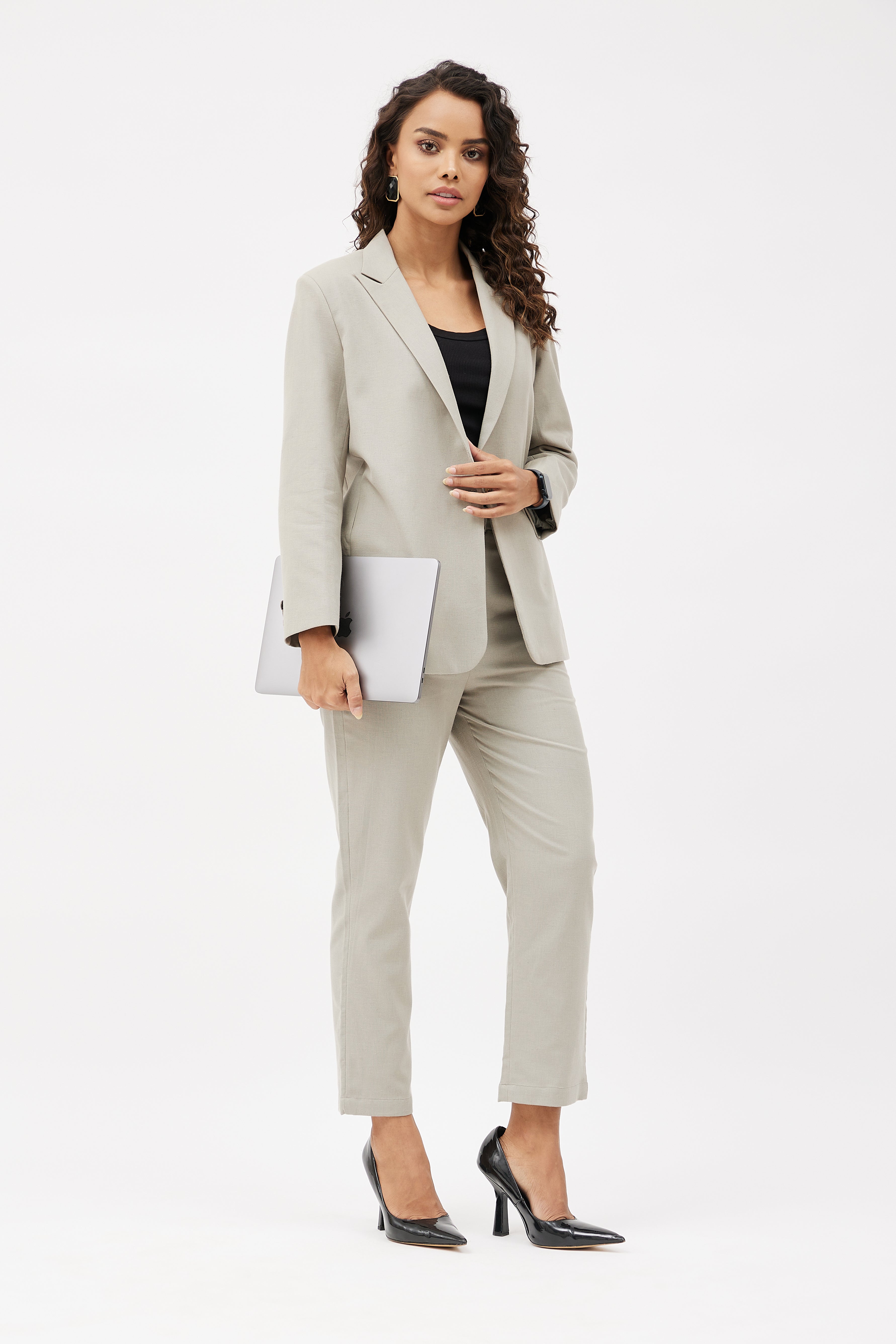 Buy AKS Women Cream Coloured Printed Blazers With Trousers  Co Ords for  Women 6600867  Myntra
