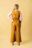 Silk Yellow Women's Semi-Formal Jumpsuit