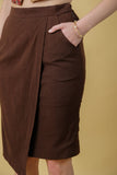 Brown Knee Length Women's Pencil Skirt