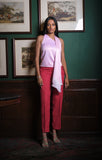 Pink One-Shoulder Draped Top for Office Party