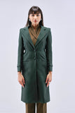 Green Belted Long Coat for Women