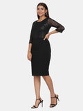 Women's Sequin Stretch Evening Party Dress - Black