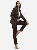 Women's Poly Cotton Pant Suit - Chocolate Brown