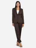 Women's Poly Cotton Pant Suit - Chocolate Brown