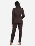 Women's Poly Cotton Pant Suit - Chocolate Brown