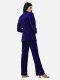 Luxe Women's Velvet Pant Suit - Royal Blue