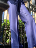 Blue Wide-Leg Stretch Wool Trousers