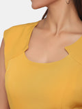 Stretch Formal Evening Dress - Mustard Yellow