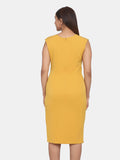 Stretch Formal Evening Dress - Mustard Yellow