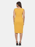 Stretch Formal Evening Dress - Mustard Yellow