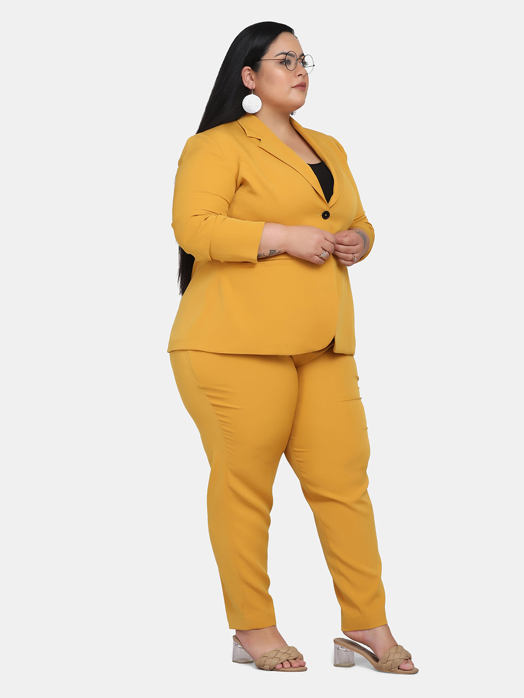 Women’s Formal Pant Suit For Work- Mustard Yellow