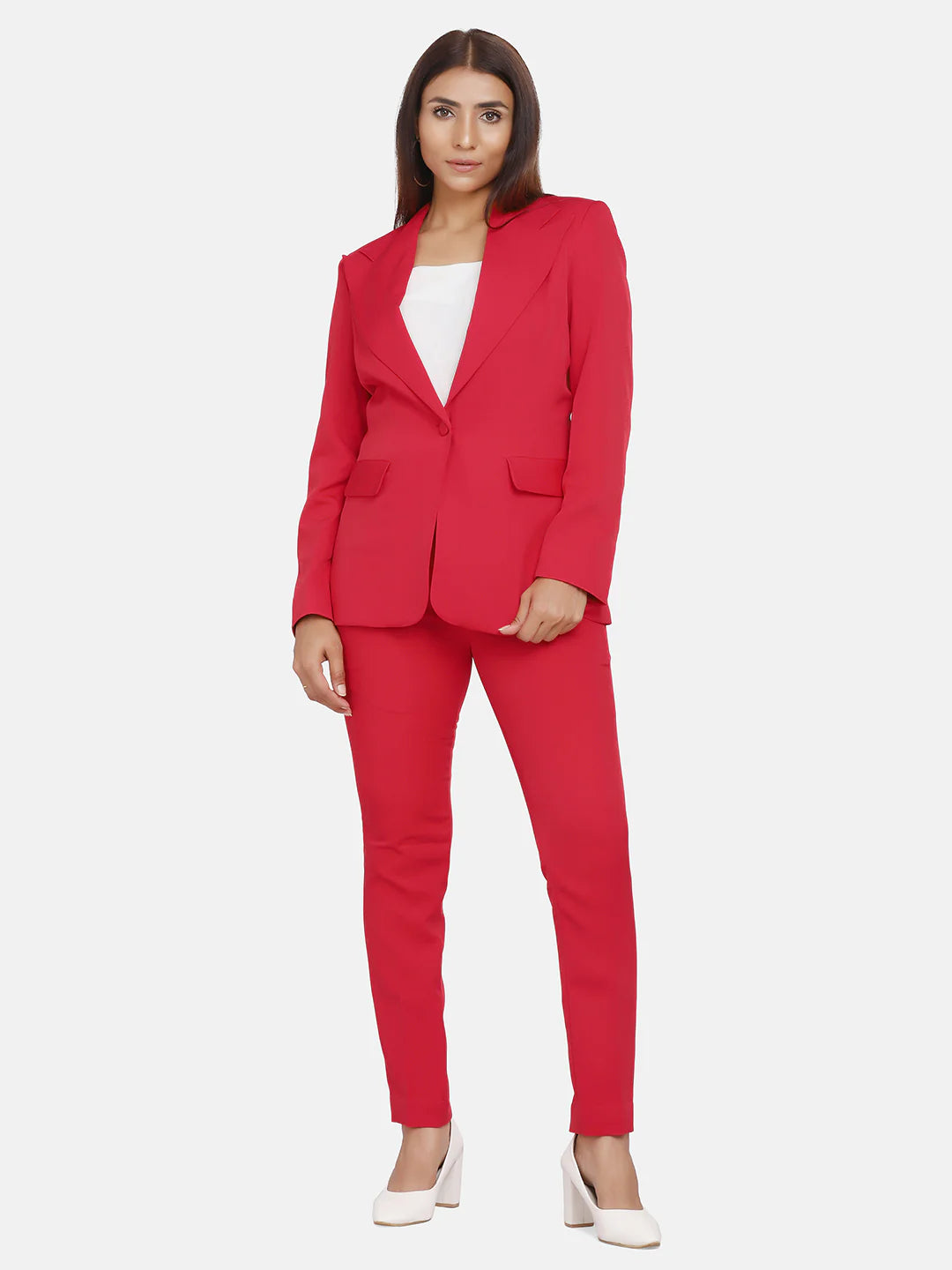 Red pant suit  Woman suit fashion Fashion Suits for women