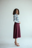 Abstract Printed Shirt With Maroon Skirt