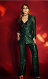 Women's Office Party Green Sequin Blazer