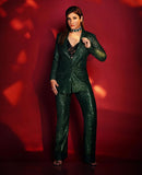 Women's Office Party Green Sequin Pants