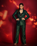 Women's Office Party Green Sequin Pants