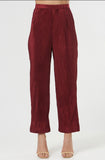 Ladies Maroon High Waist crinkled trouser