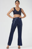 High Waist evening Blue sequin pant