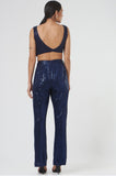 High Waist evening Blue sequin pant