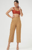 Gold High waisted Textured Women's pants