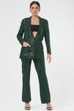 Women's Office Party Green Sequin Pants