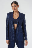 Navy Blue sequin blazer for Women's Evening wear