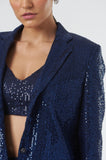Navy Blue sequin blazer for Women's Evening wear