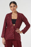 Ladies Corporate evening Maroon Sequin Blazer