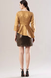 Gold Peplum Party Top for Women