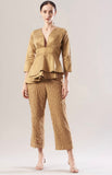 Textured Crop Gold Women's Evening pants