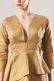 Gold Peplum Party Top for Women