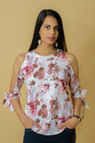 Printed Floral White Women's Top