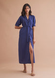 Breathable Cotton Buttondown Midi Dress