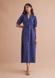 Breathable Cotton Buttondown Midi Dress