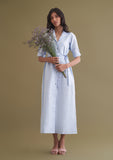 Breathable Cotton Buttondown Midi Dress