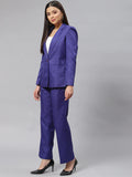 Poly Cotton Notched Lapel Pant Suit - Royal Blue