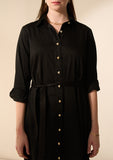 Cotton Black Full sleeves Casual Shirt Dress