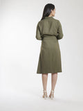 Poly Moss A Line Women's Skirt Suit - Olive Green