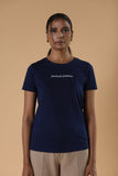 Dark Blue Cotton T-shirt for Women