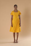 mustard yellow flap dress