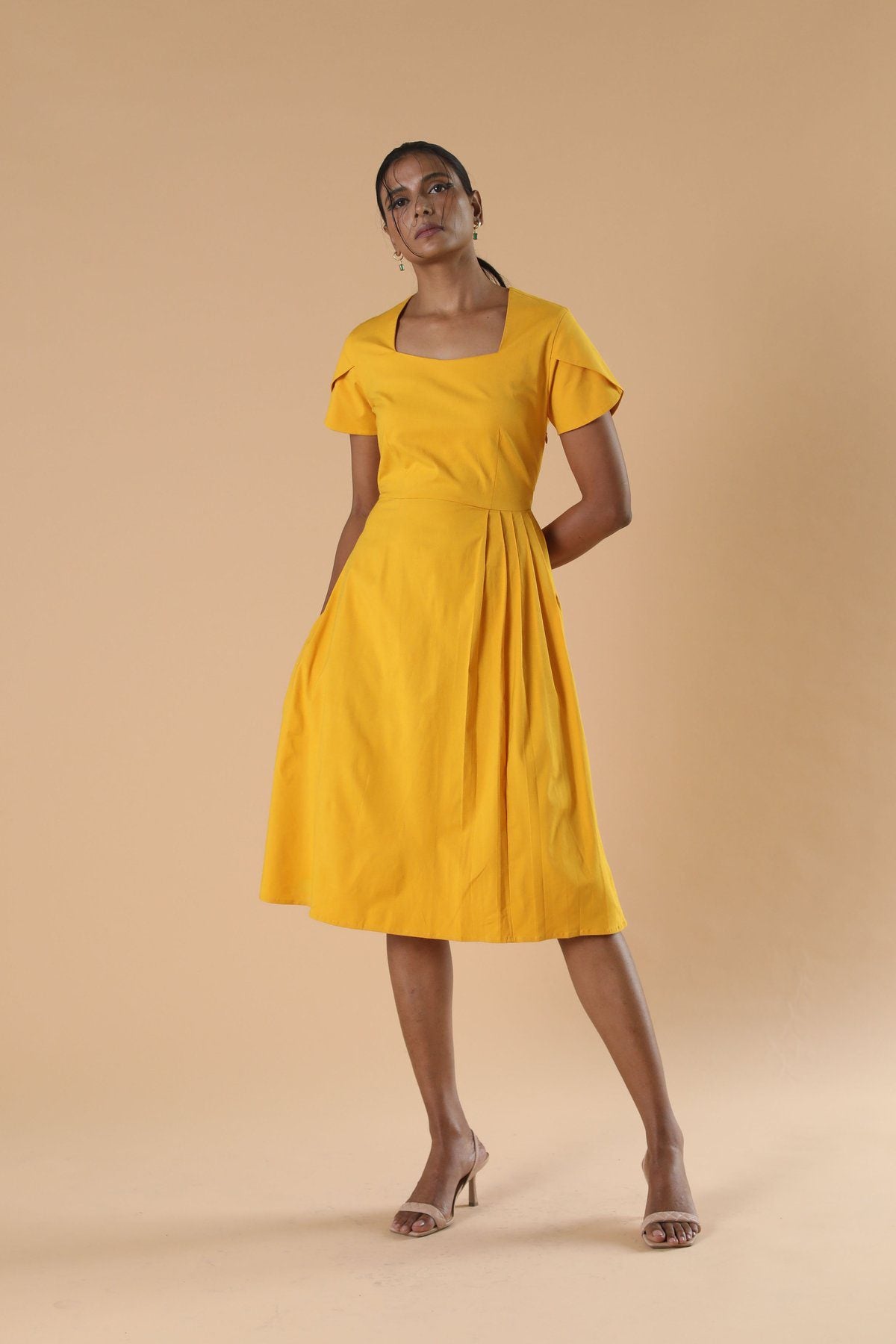 Bardot Avoco Lace Detail Midi Dress in Canary Yellow | REVOLVE