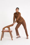 Coffee Brown Elasticated Straight Trousers